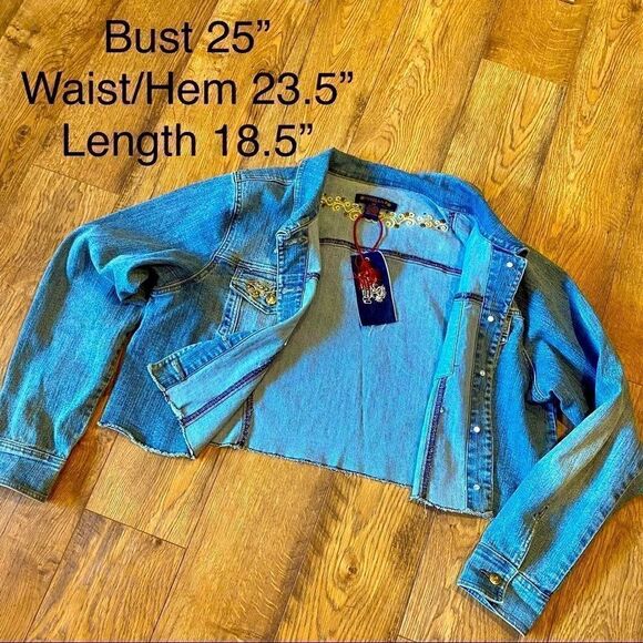 VANILLA STAR CROPPED RAW HEM DENIM JACKET 20 NWT - Picture 16 of 16